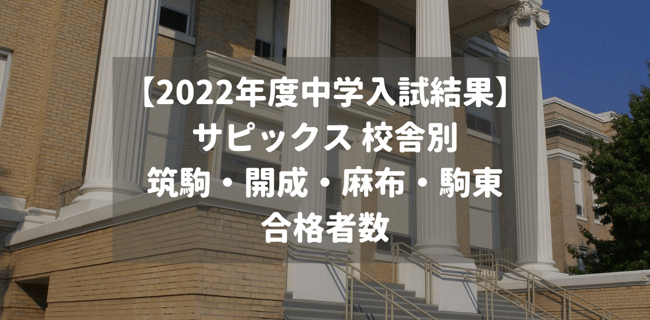 【2022年度中学入試結果】サピックス 校舎別「筑駒・開成・麻布・駒東」合格者数